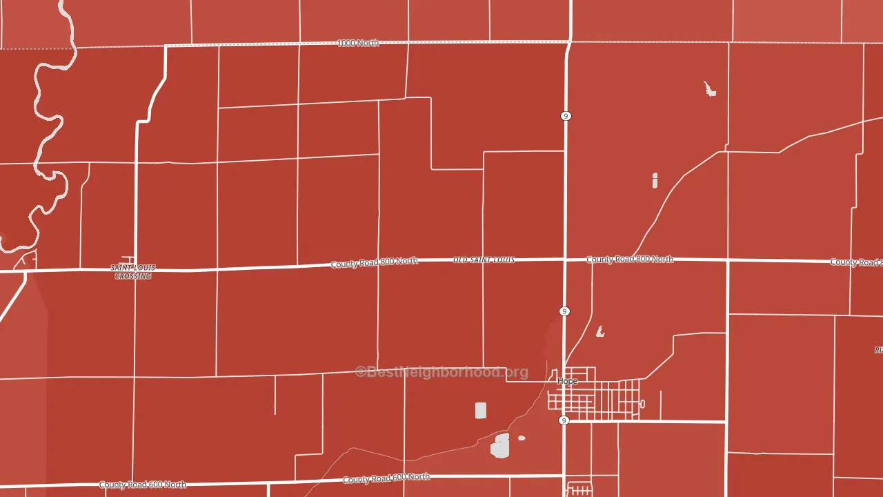 Old St. Louis, IN block-group political-lean map