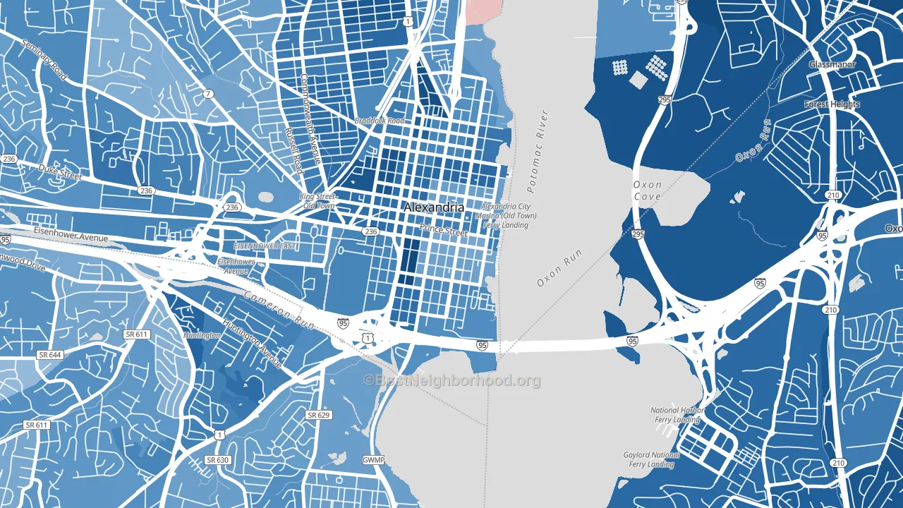 Old Town, Alexandria, VA block-group political-lean map