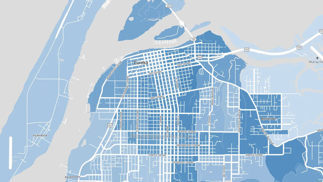 Old Town, Eureka, CA block-group political-lean map