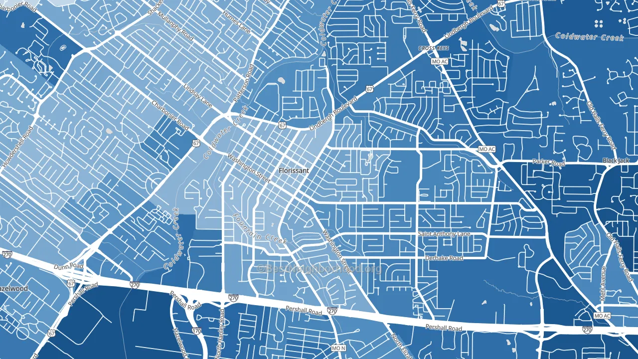 Old Town Florissant, Florissant, MO block-group political-lean map