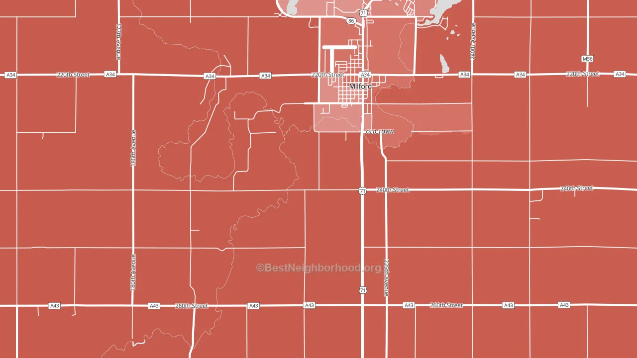 Old Town, IA block-group political-lean map