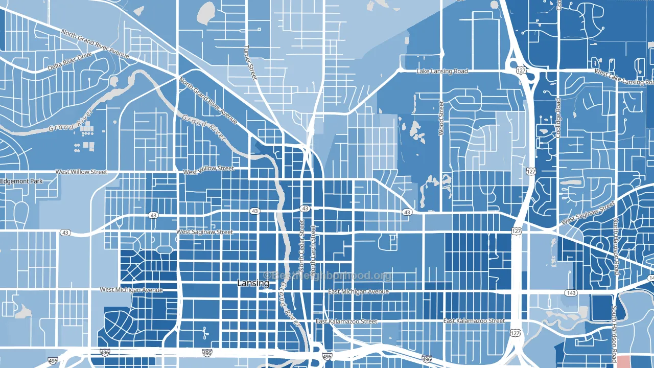 Old Town, Lansing, MI block-group political-lean map