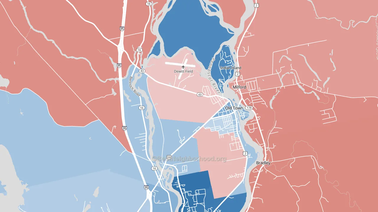 Old Town, ME block-group political-lean map