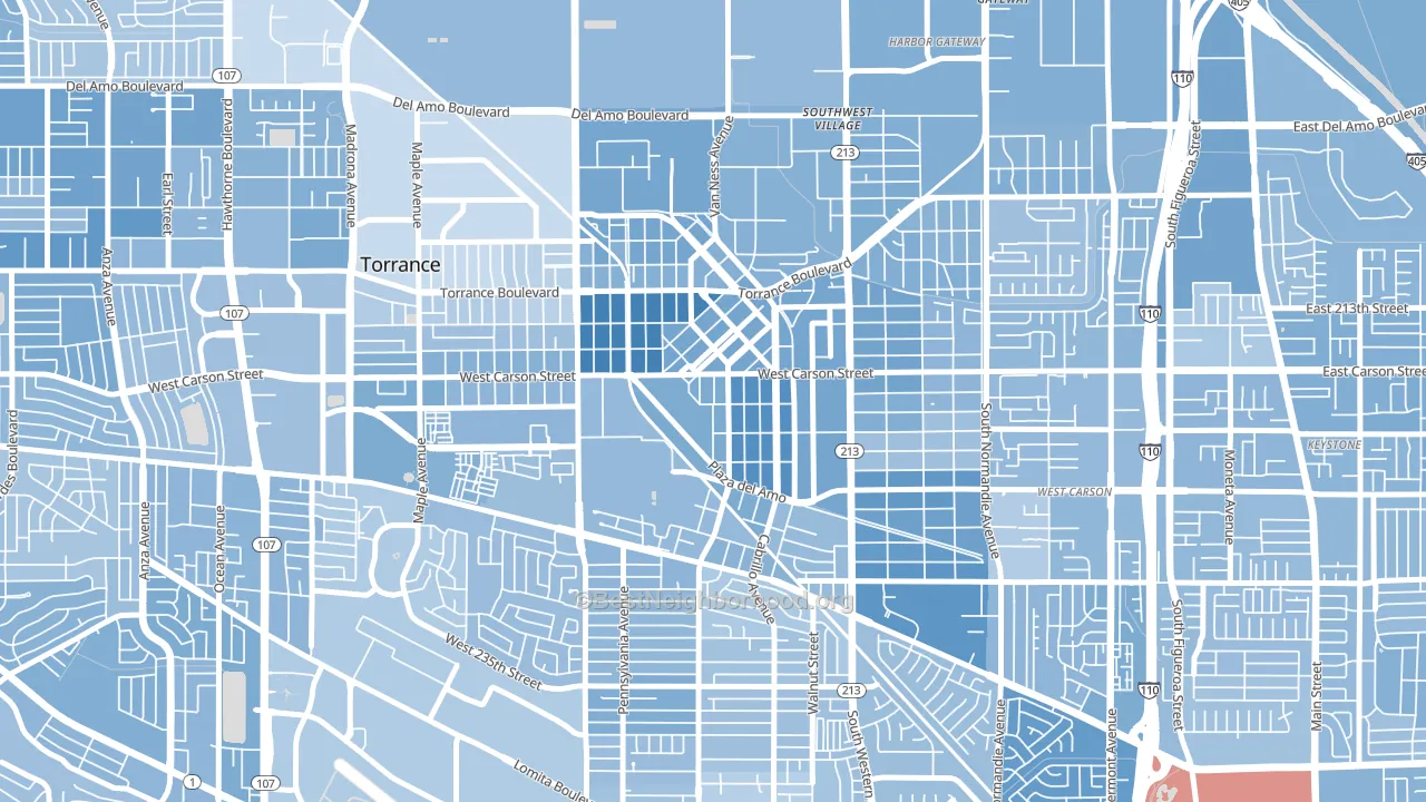 Old Town, Torrance, CA block-group political-lean map
