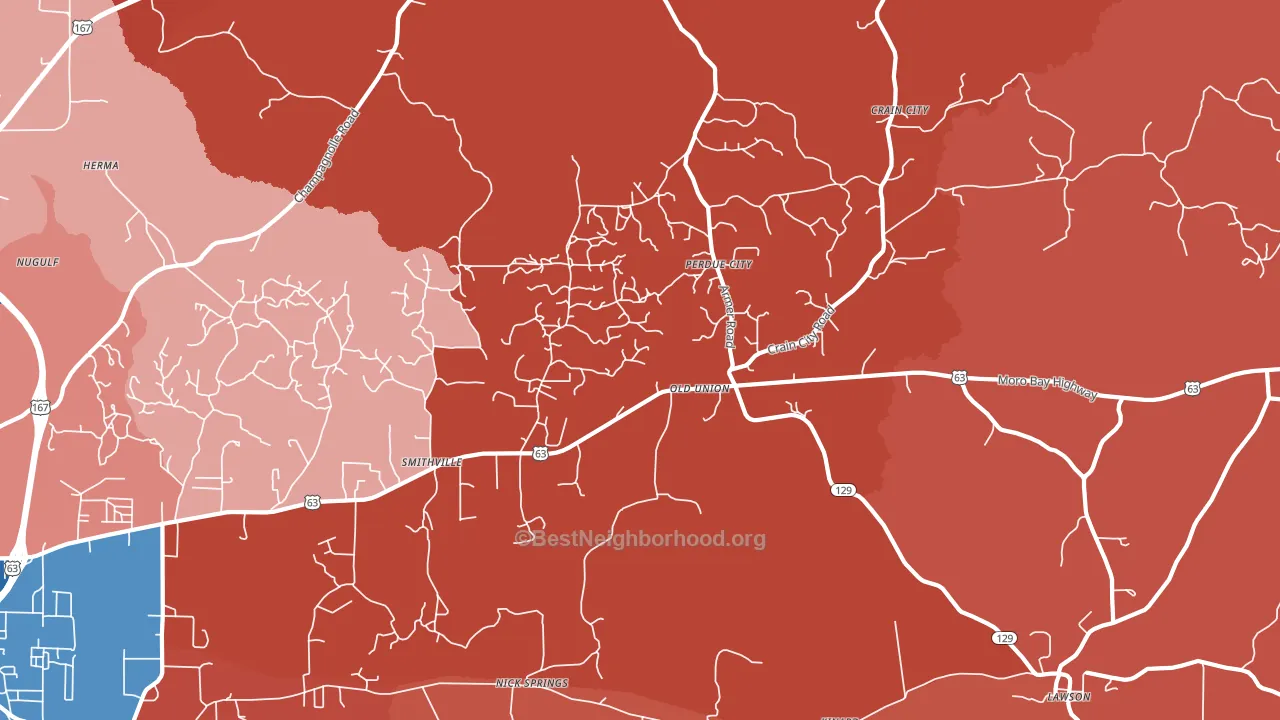 Old Union, AR block-group political-lean map