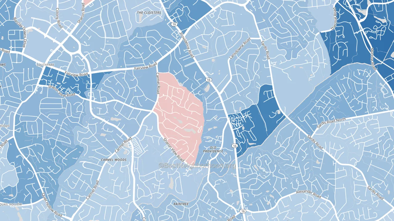 Olde Providence North, Charlotte, NC block-group political-lean map