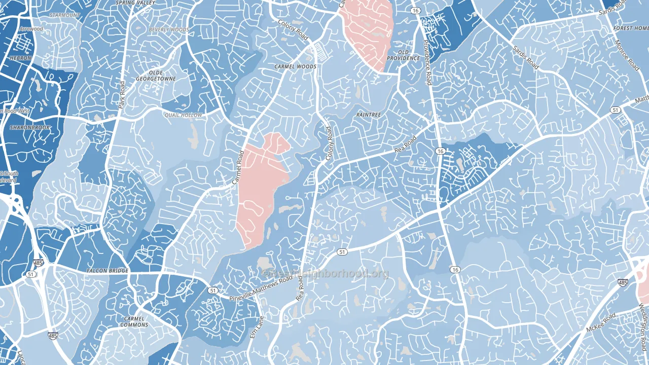 Olde Providence South, Charlotte, NC block-group political-lean map