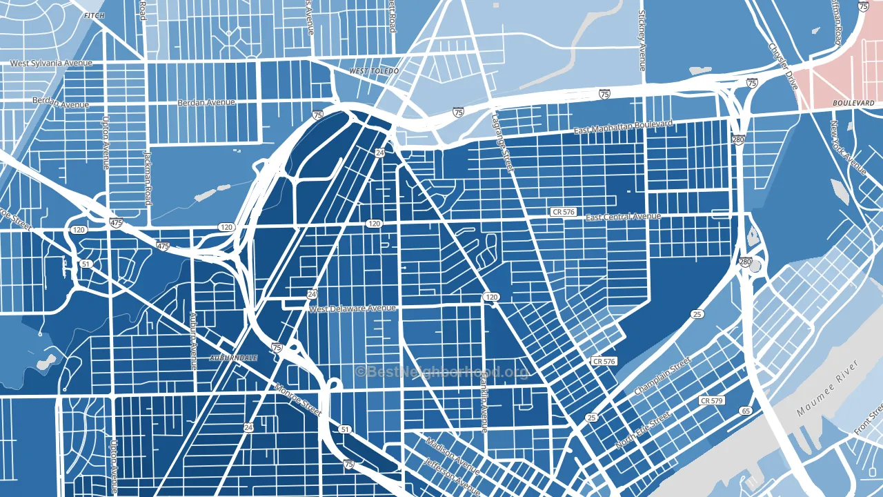 Olde Towne, Toledo, OH block-group political-lean map