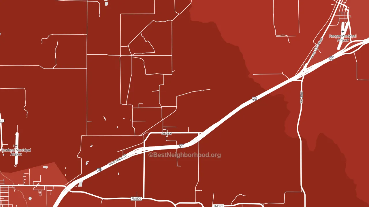 Olden, TX block-group political-lean map