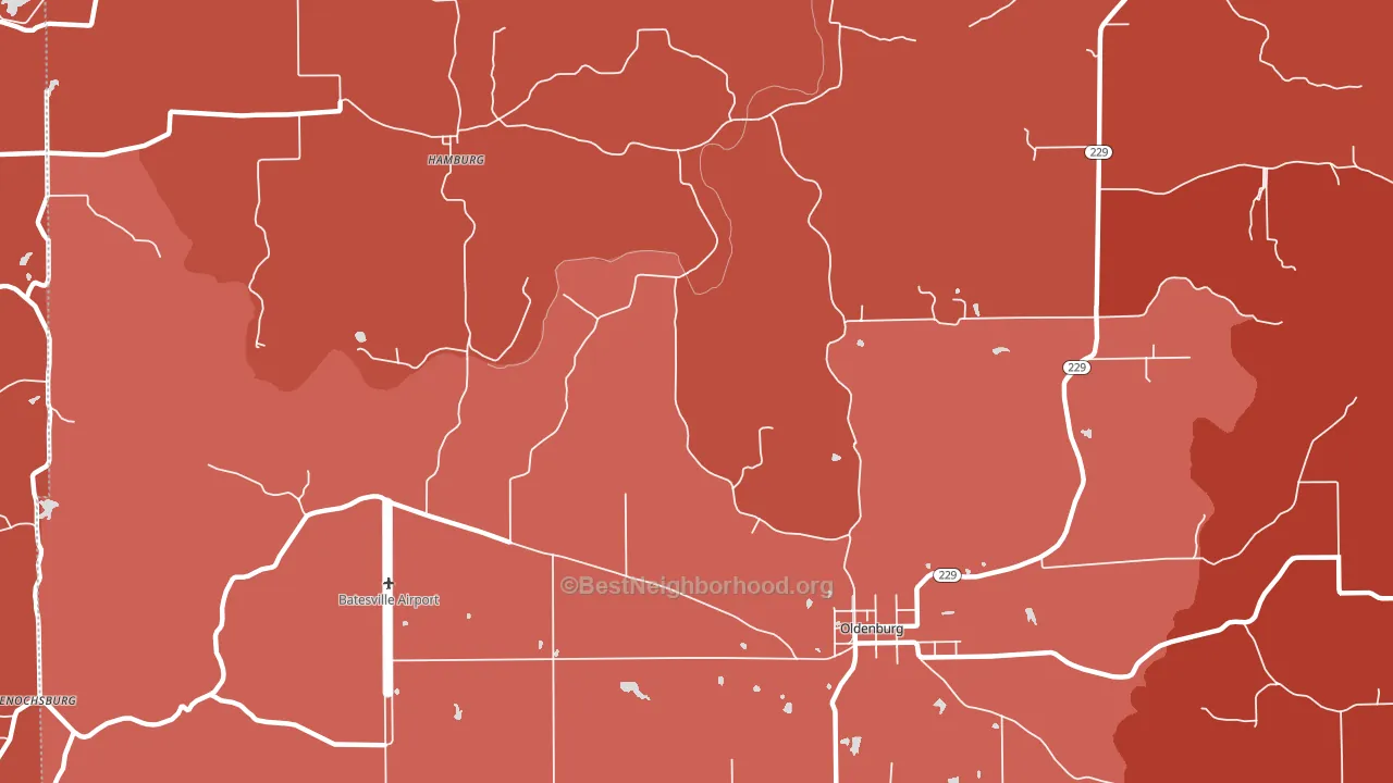 Oldenburg, IN block-group political-lean map