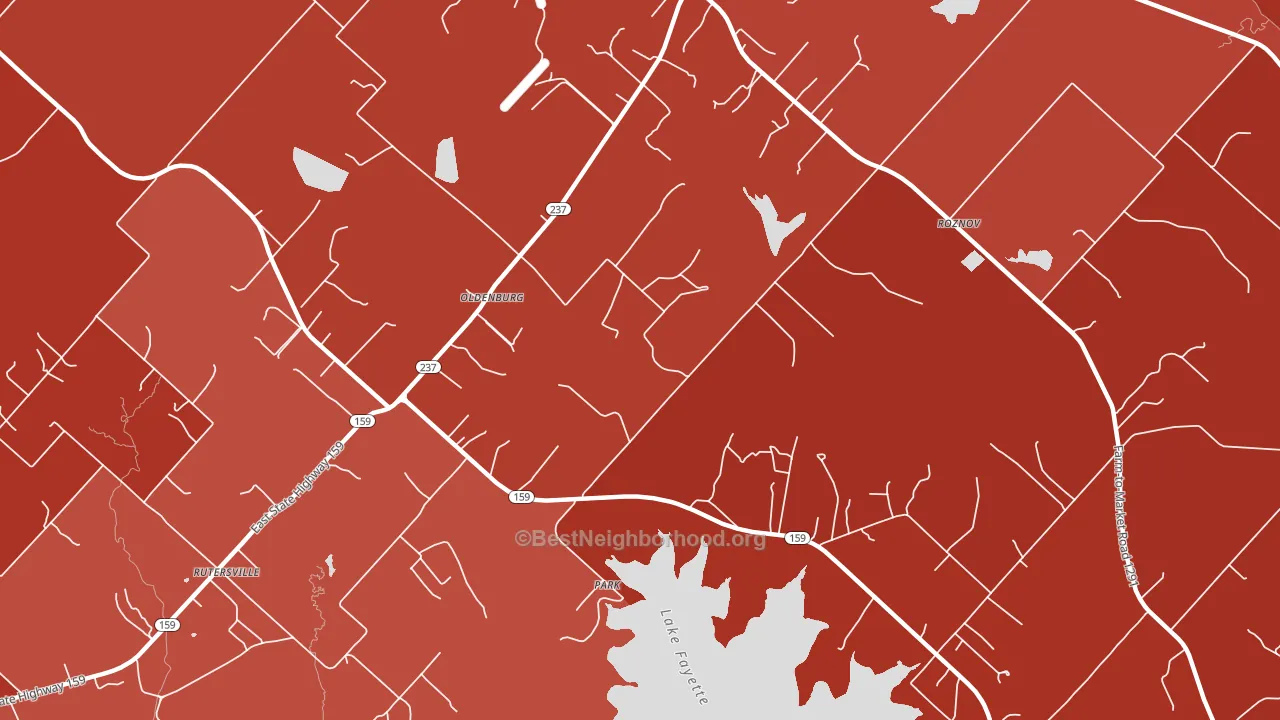 Oldenburg, TX block-group political-lean map