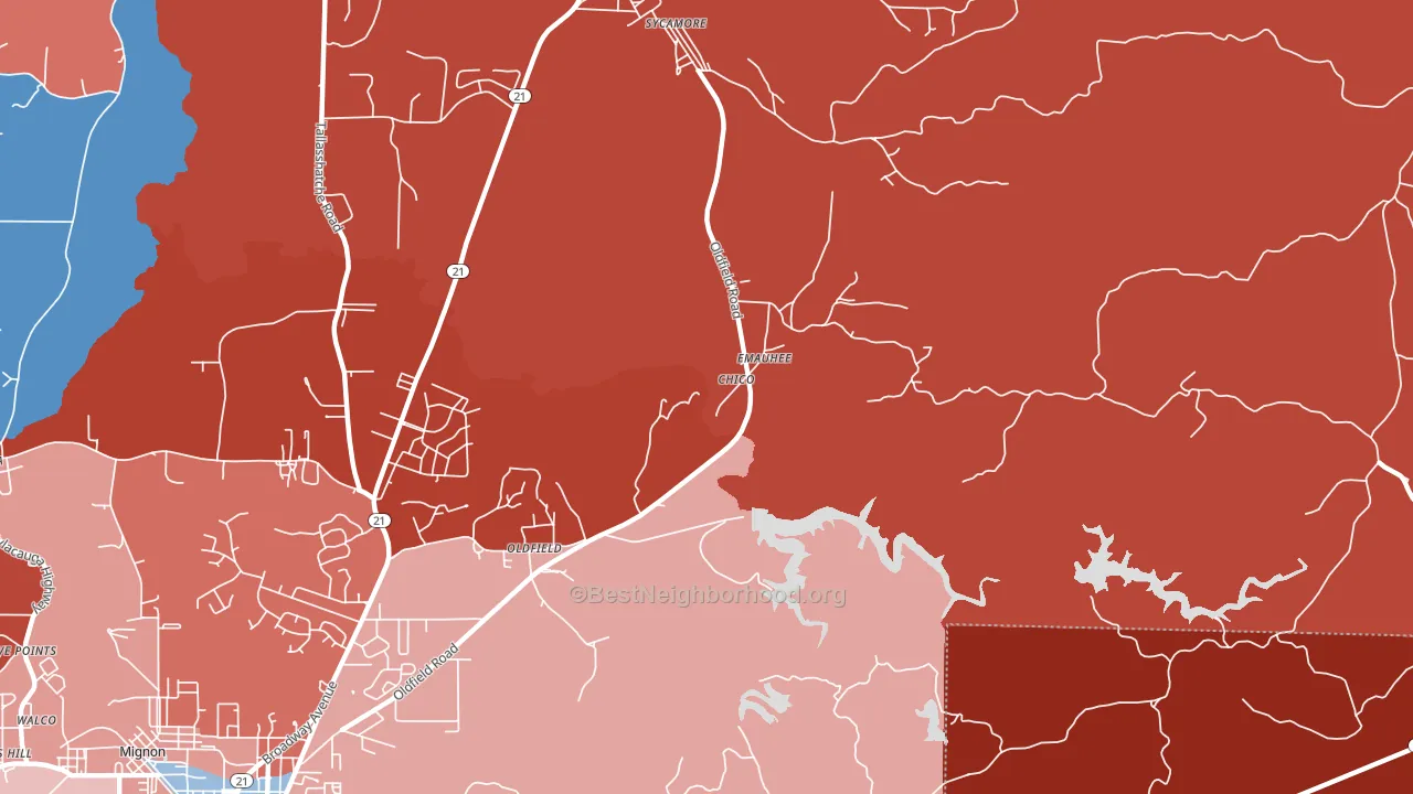 Oldfield, AL block-group political-lean map