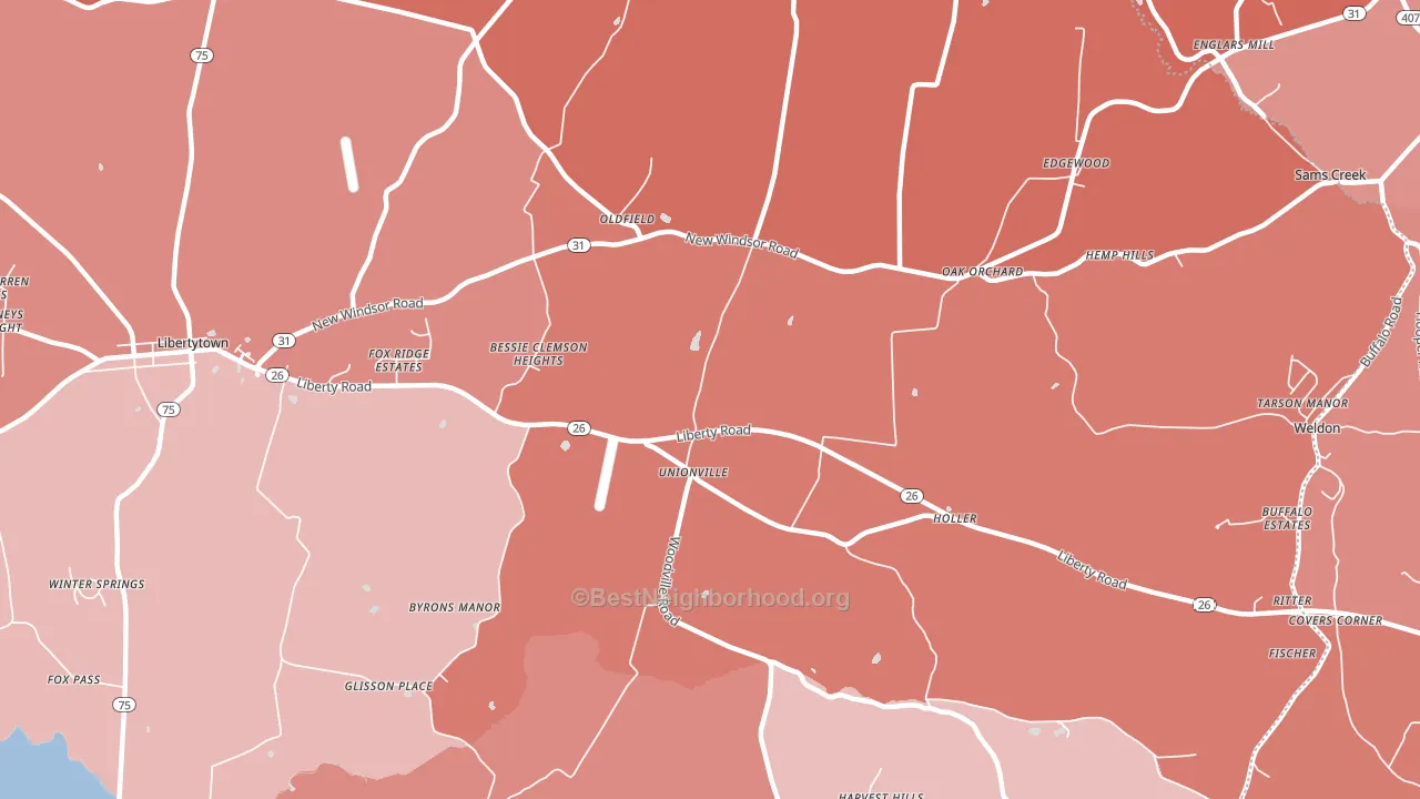 Oldfield, MD block-group political-lean map