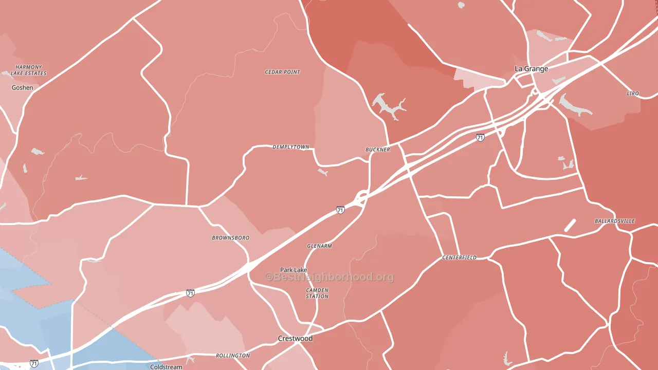 Oldham County, KY block-group political-lean map