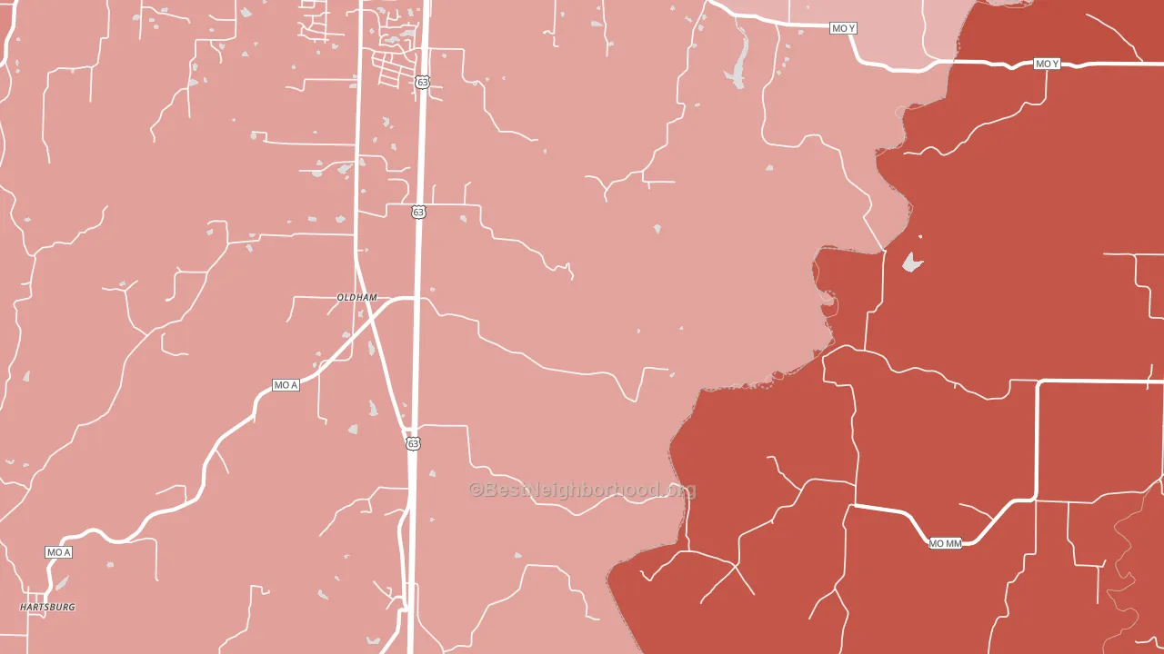 Oldham, MO block-group political-lean map