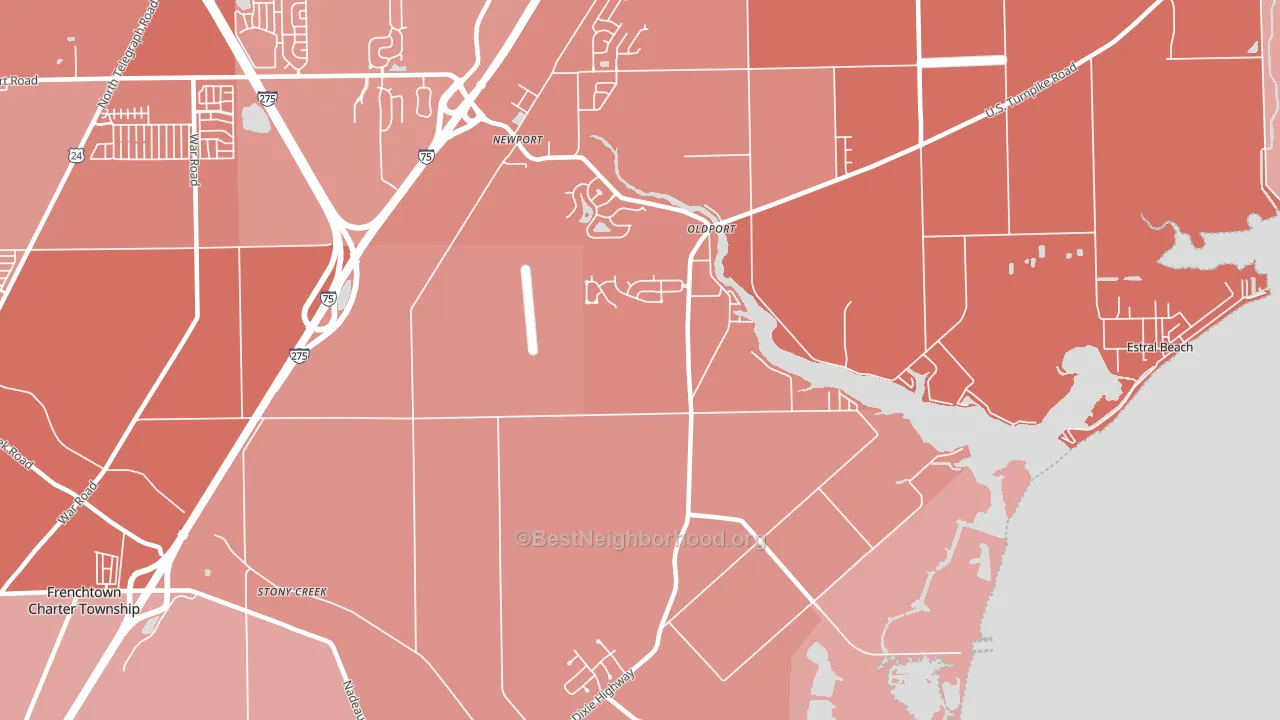 Oldport, MI block-group political-lean map