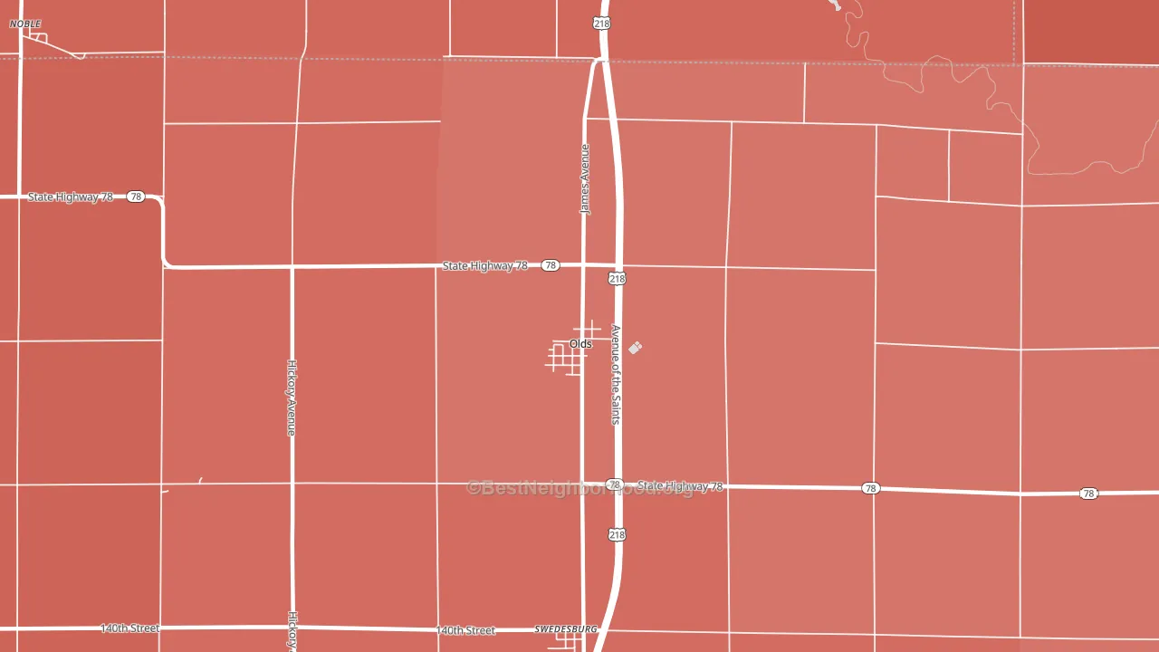 Olds, IA block-group political-lean map