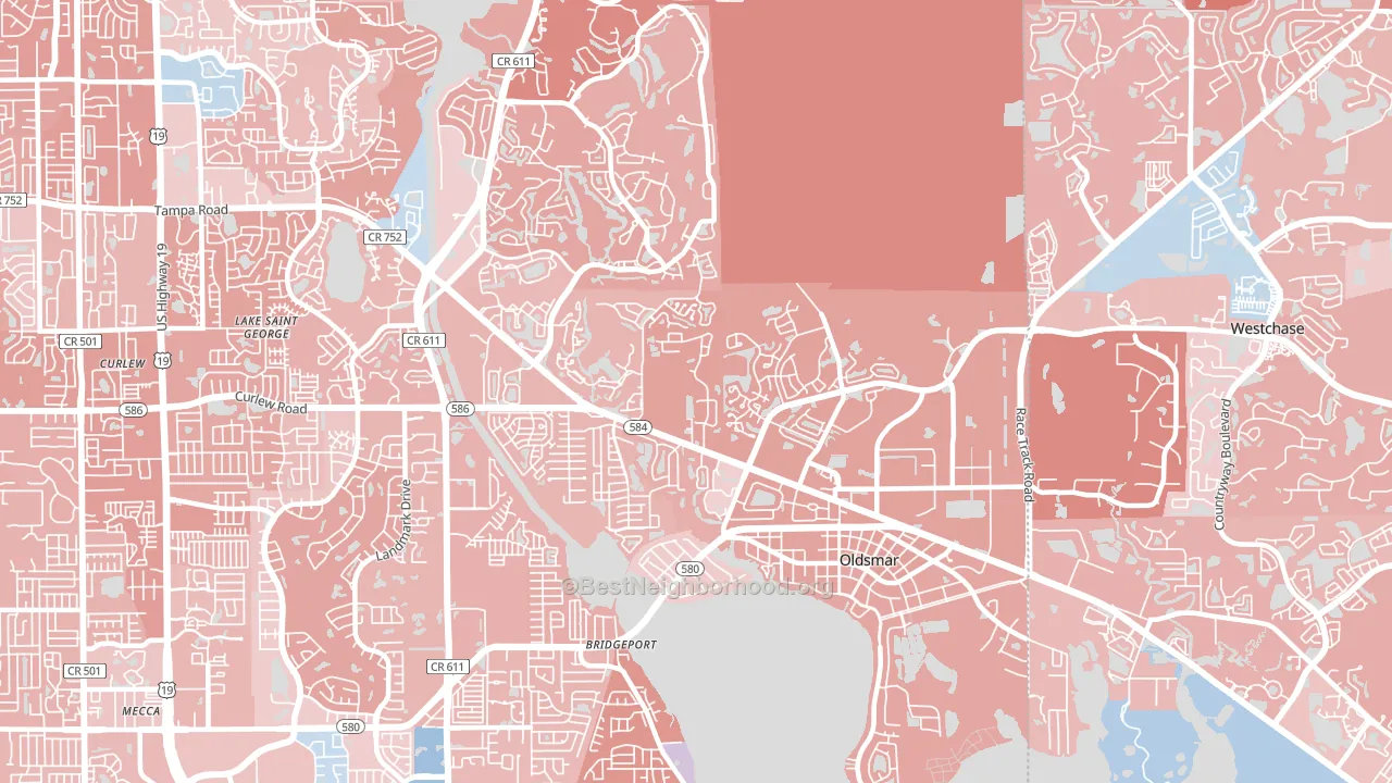 Oldsmar, FL block-group political-lean map