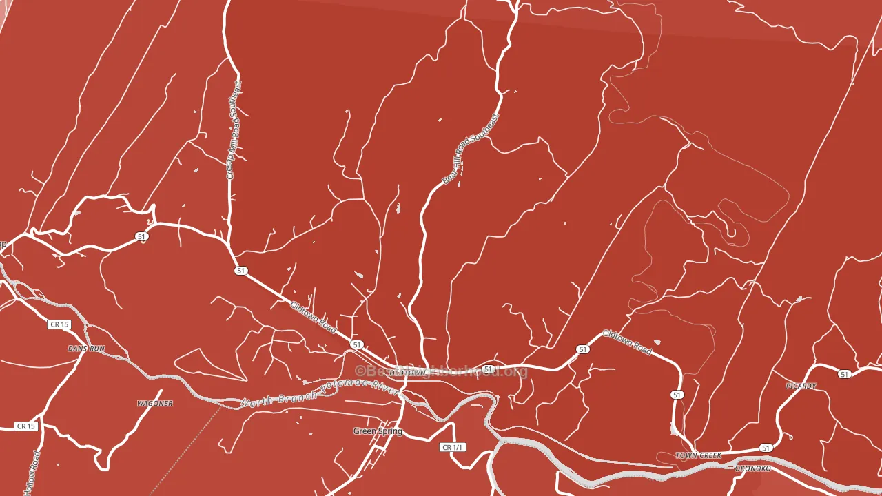 Oldtown, MD block-group political-lean map