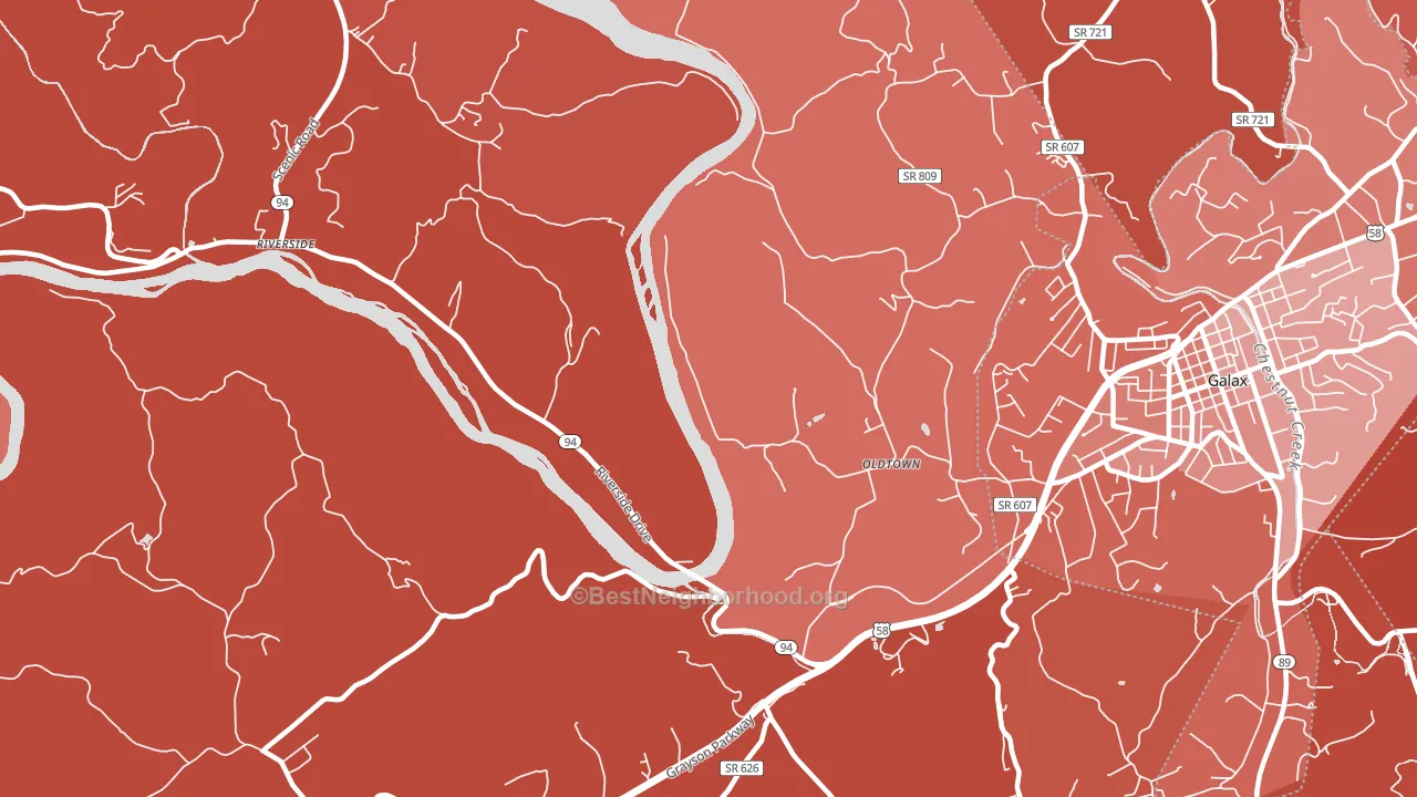 Oldtown, VA block-group political-lean map
