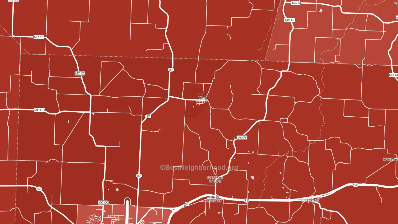 Olean, MO block-group political-lean map