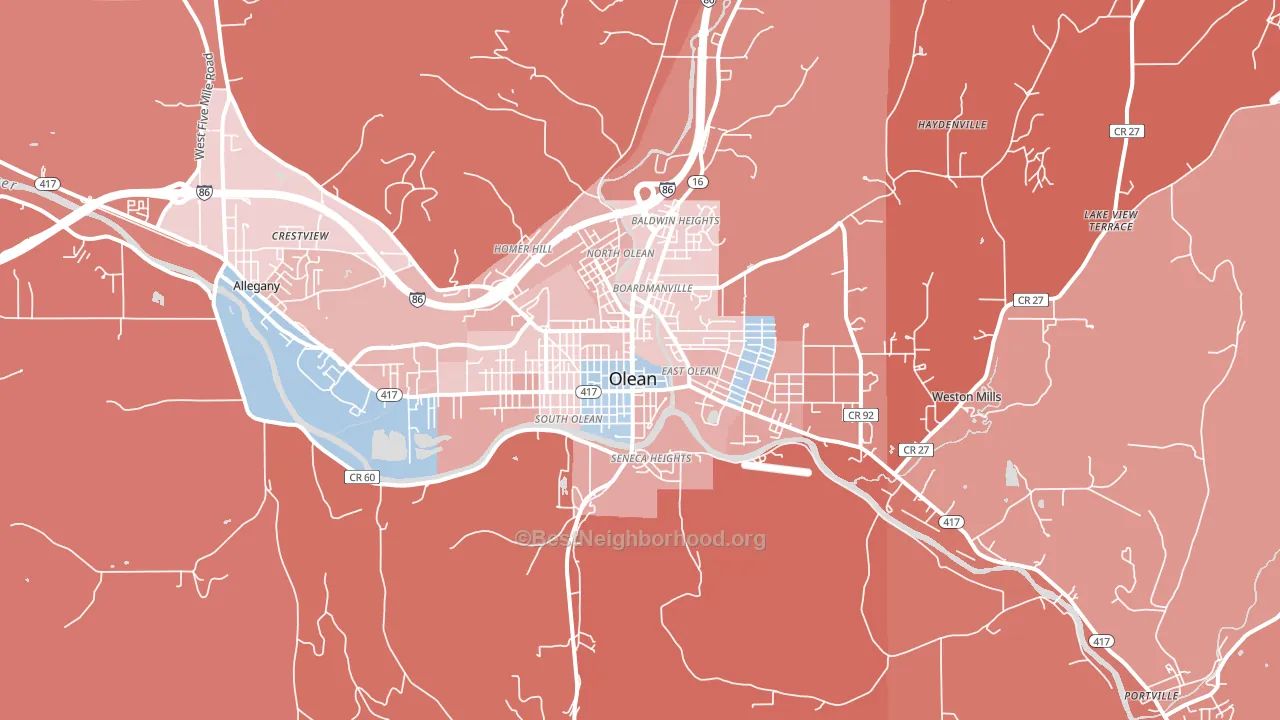 Olean, NY block-group political-lean map