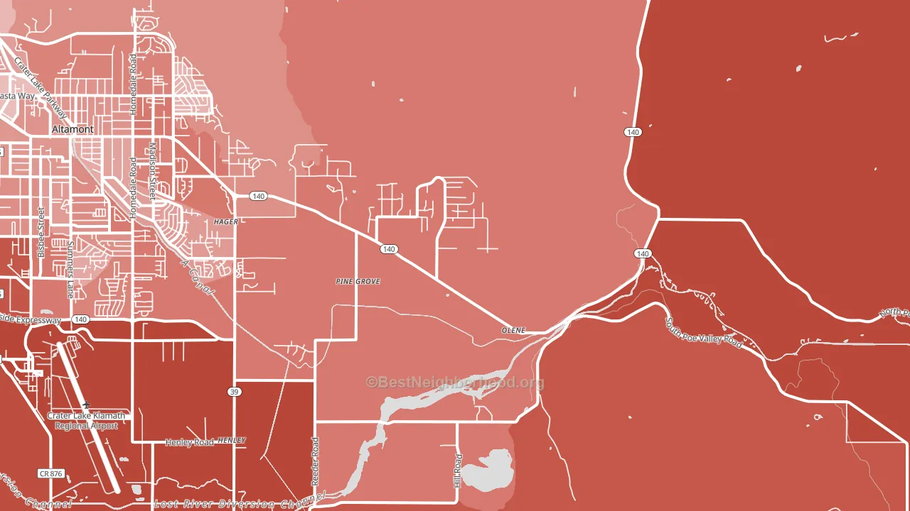 Olene, OR block-group political-lean map