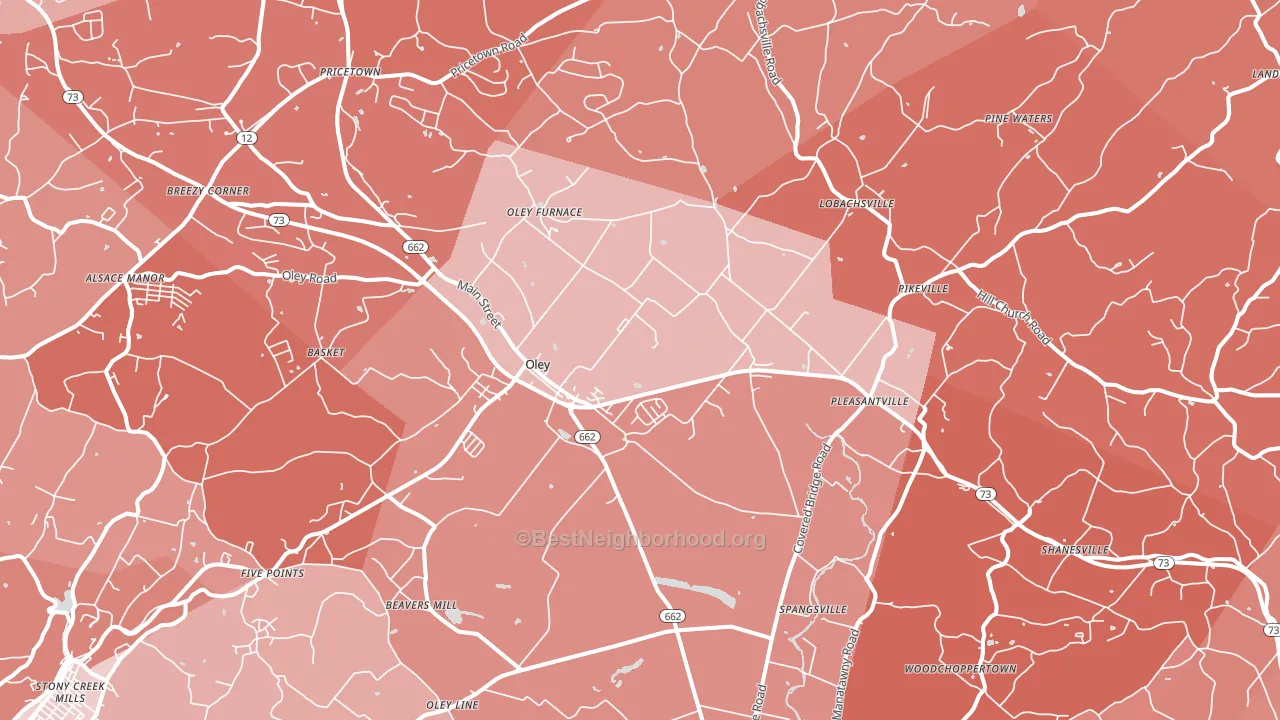 Oley, PA block-group political-lean map