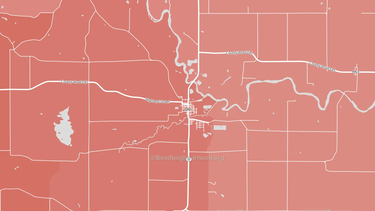 Olin, IA block-group political-lean map