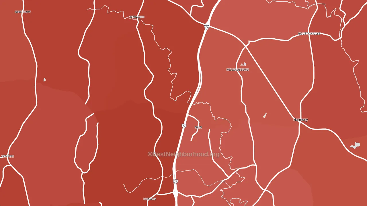 Olin, NC block-group political-lean map