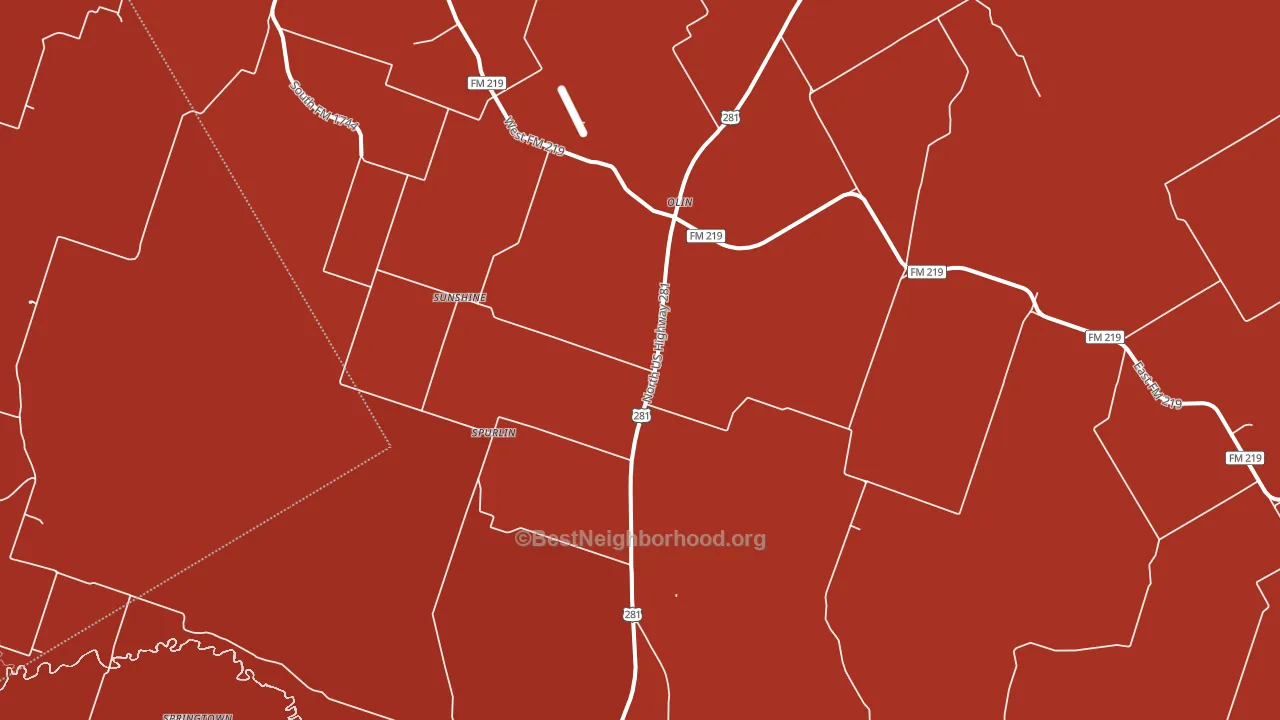 Olin, TX block-group political-lean map