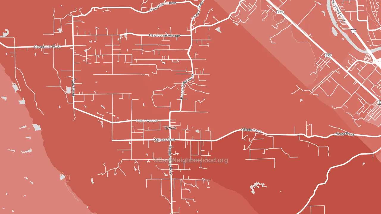 Olinda, CA block-group political-lean map