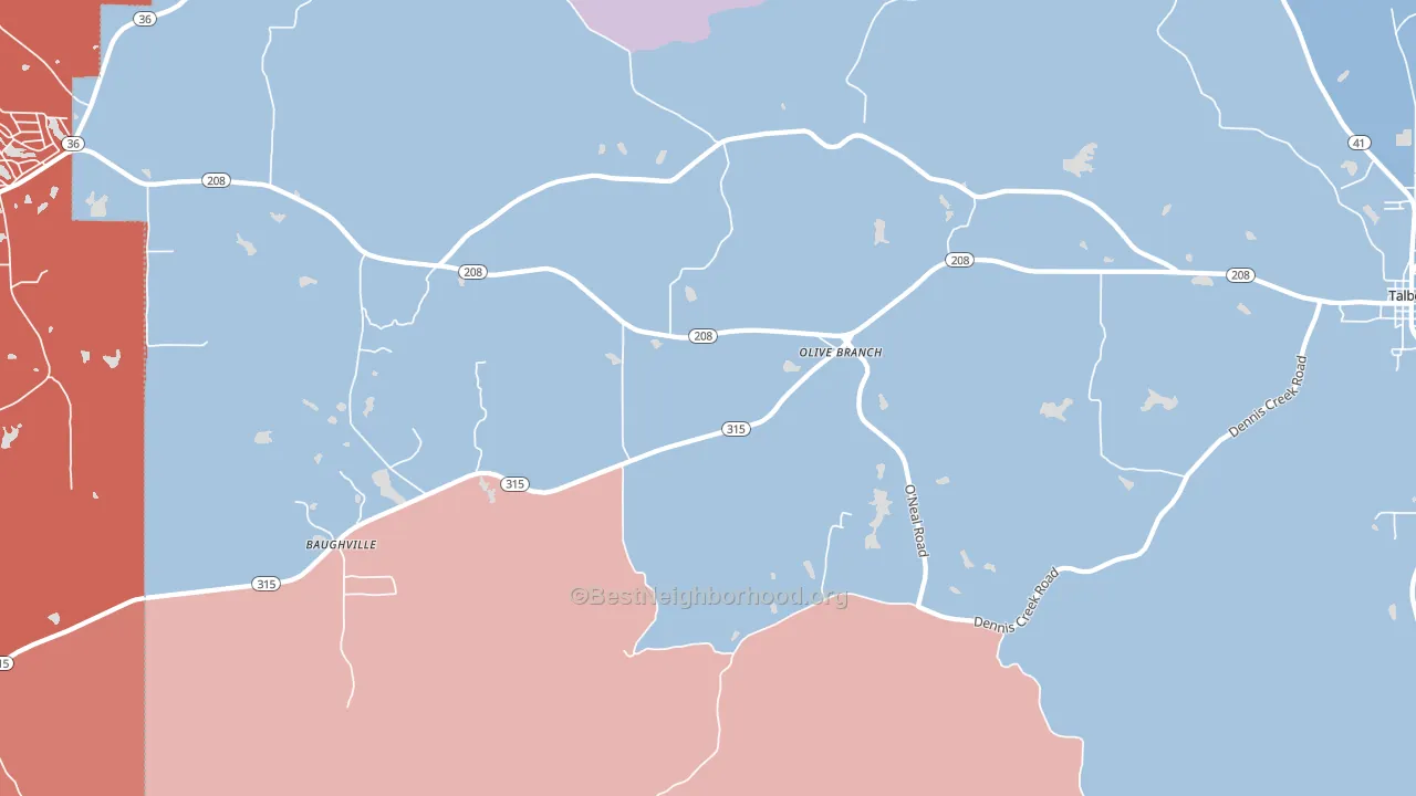 Olive Branch, GA block-group political-lean map