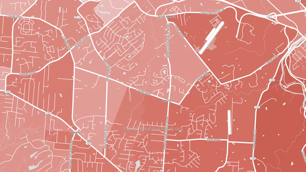 Olive Branch, OH block-group political-lean map