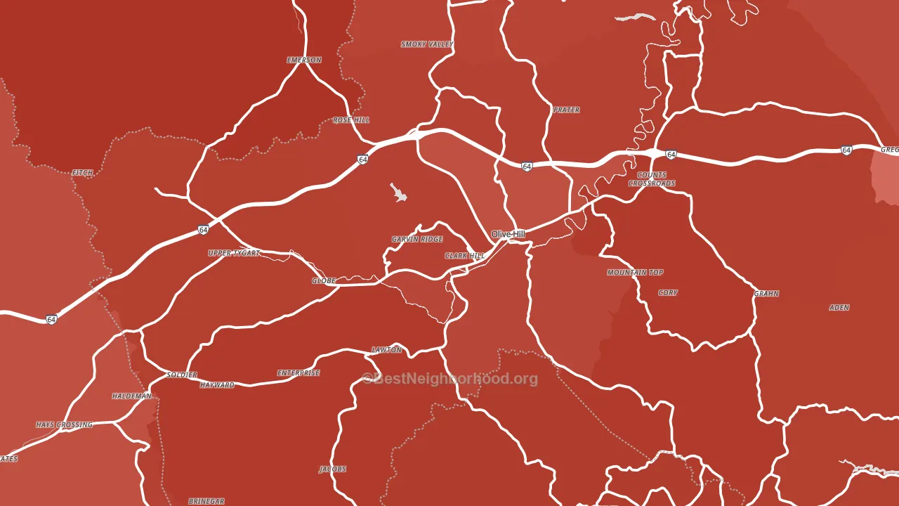 Olive Hill, KY block-group political-lean map