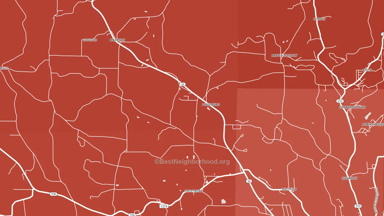 Oliveburg, PA block-group political-lean map