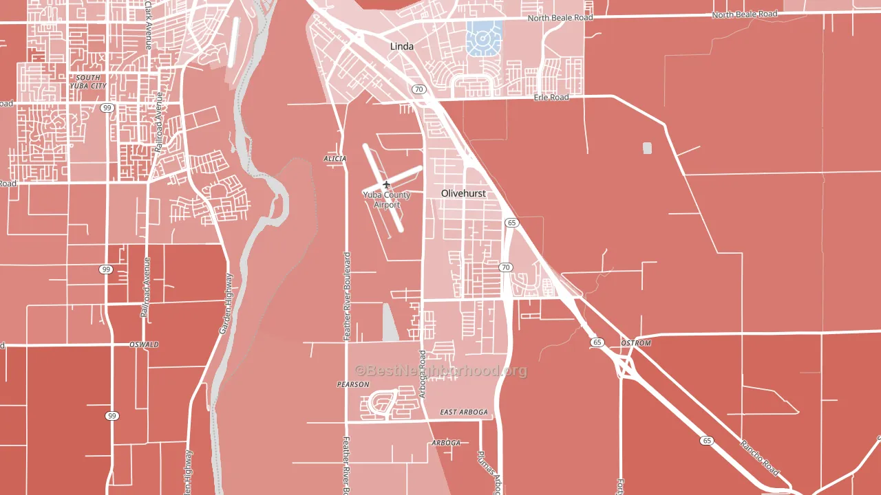 Olivehurst, CA block-group political-lean map