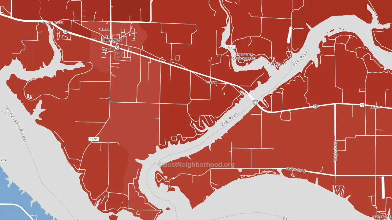 Oliver, AL block-group political-lean map