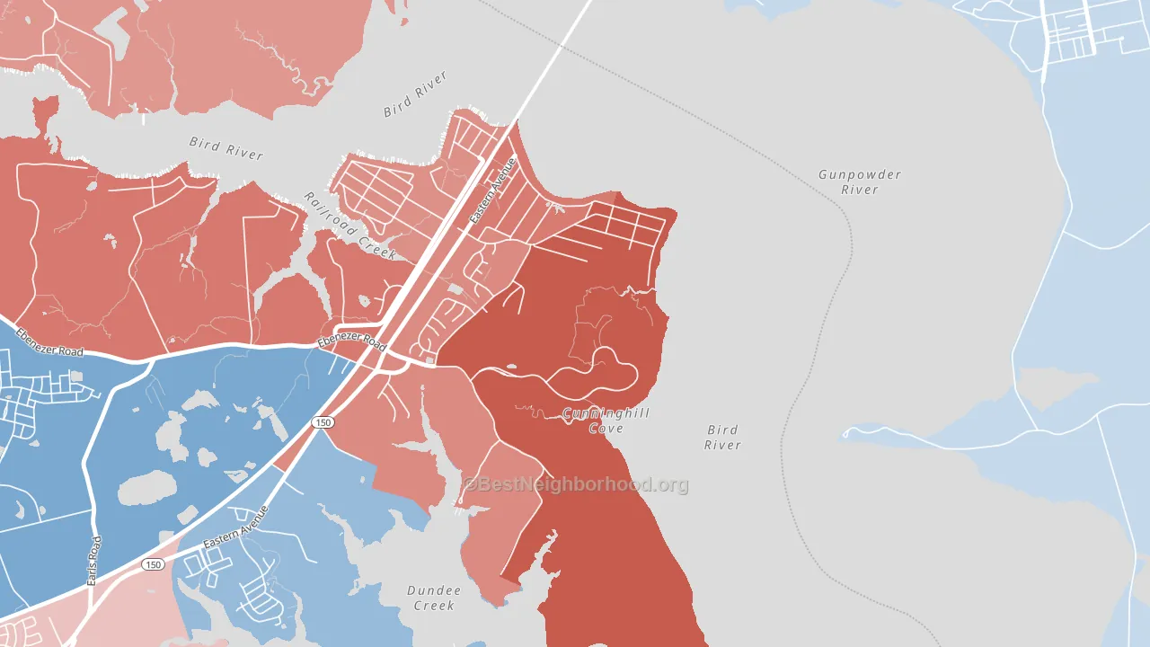 Oliver Beach, MD block-group political-lean map