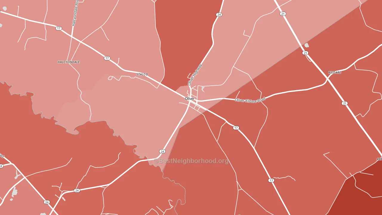 Oliver, GA block-group political-lean map