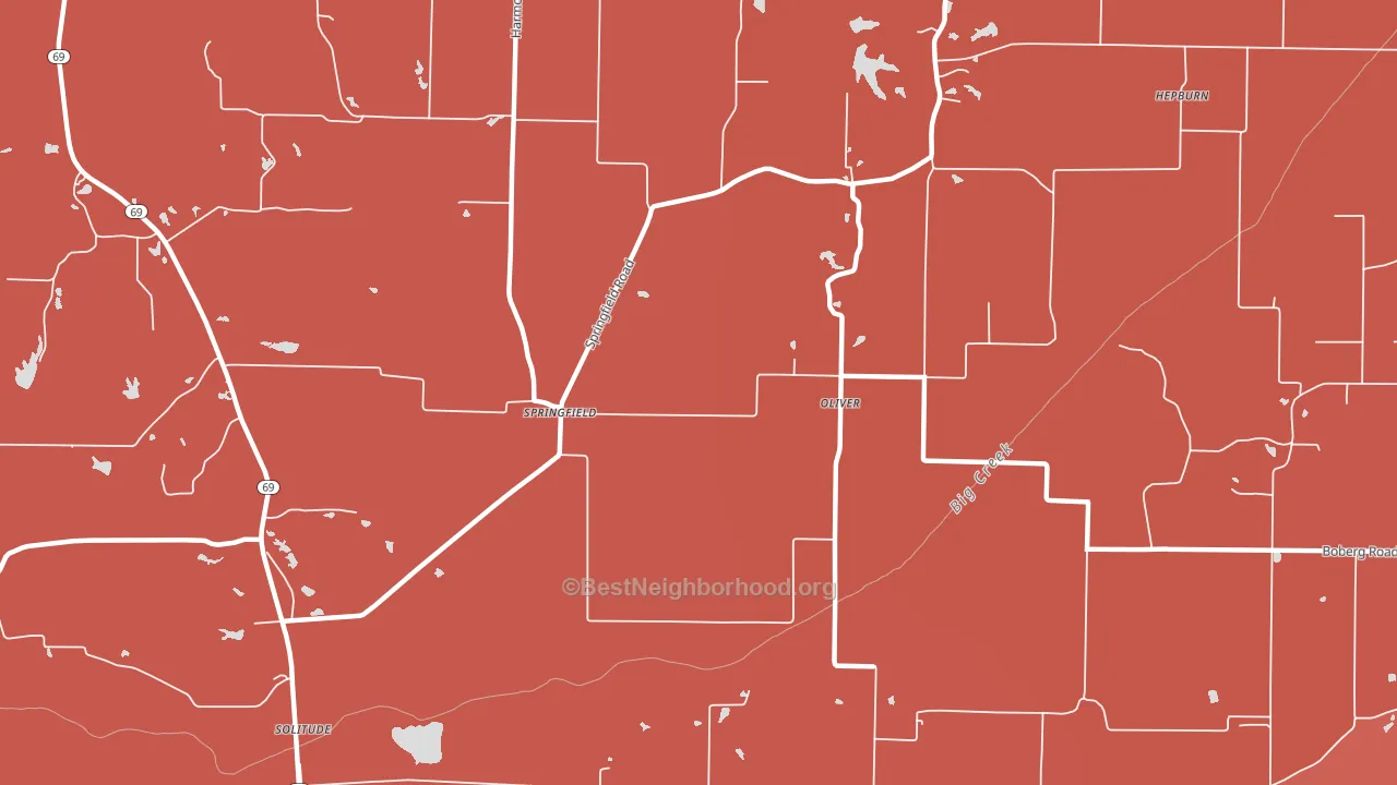 Oliver, IN block-group political-lean map