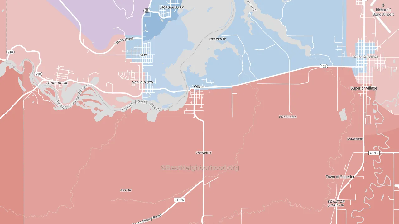 Oliver, WI block-group political-lean map