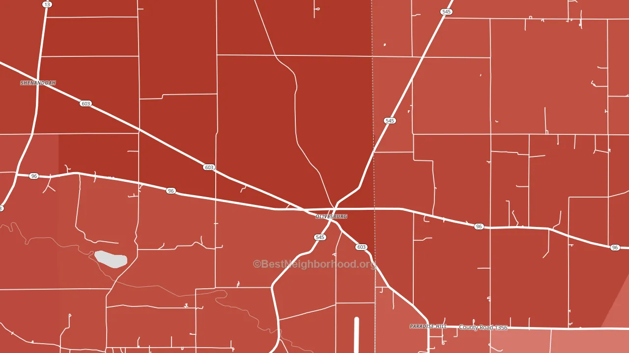 Olivesburg, OH block-group political-lean map