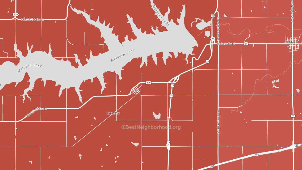 Olivet, KS block-group political-lean map