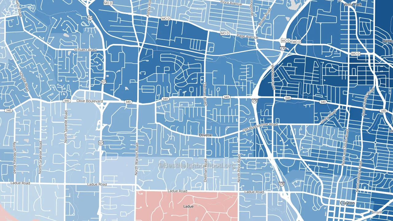 Olivette, MO block-group political-lean map