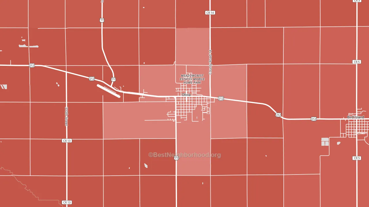 Olivia, MN block-group political-lean map