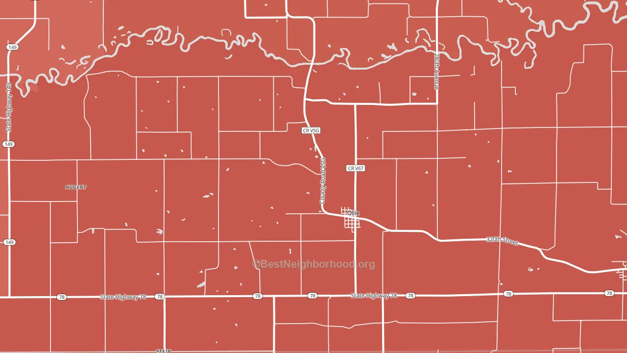 Ollie, IA block-group political-lean map