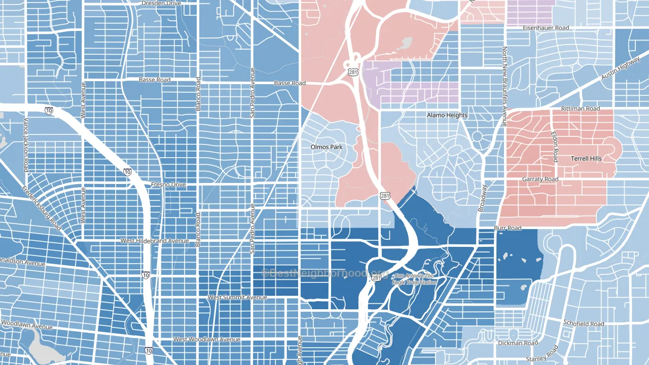 Olmos Park, TX block-group political-lean map