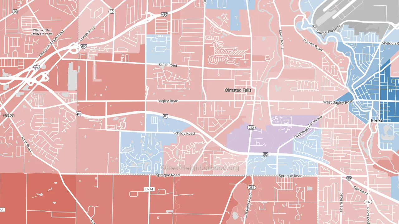 Olmsted Falls, OH block-group political-lean map