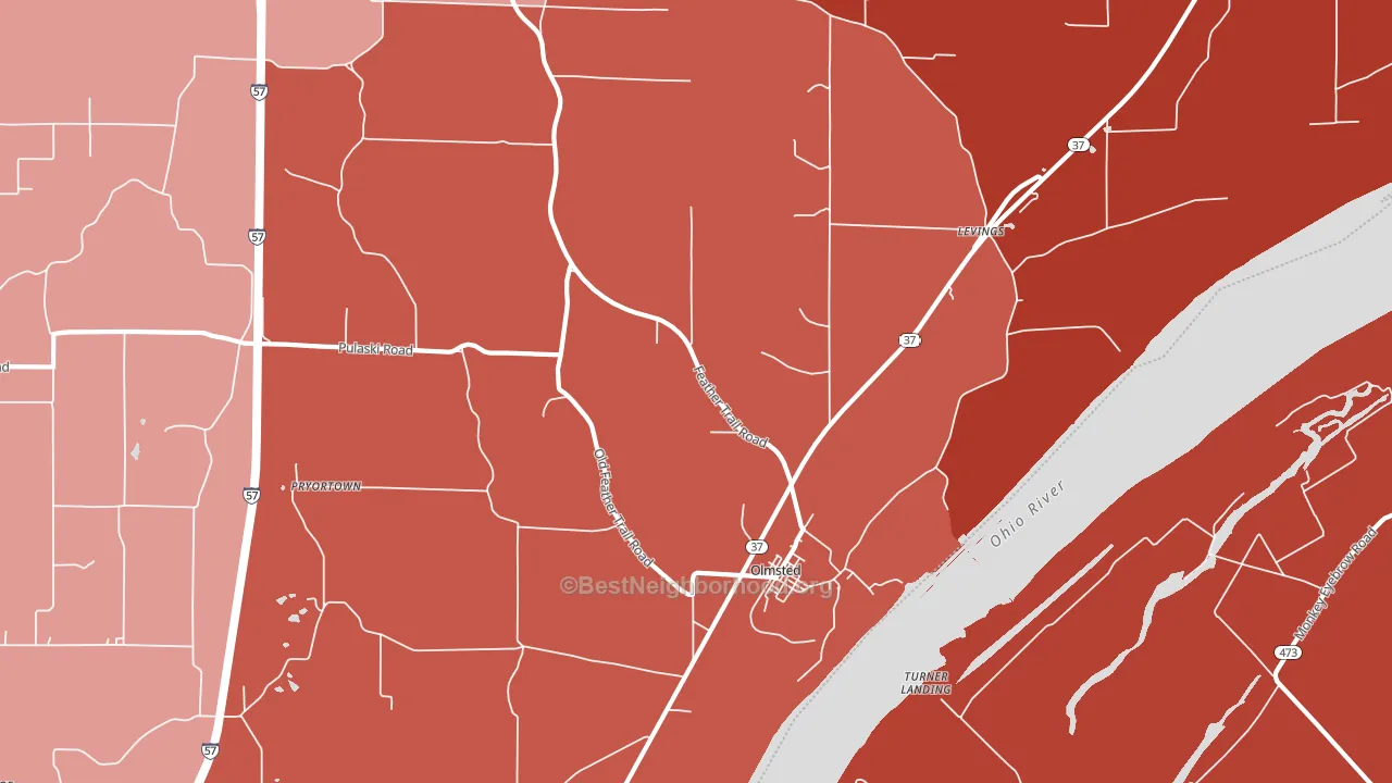 Olmsted, IL block-group political-lean map
